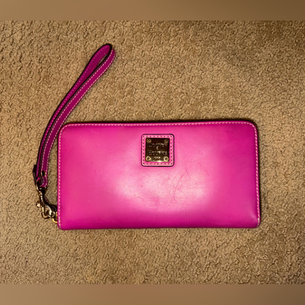 Dooney & Bourke Folded Zip Wristlet Clutch Wallet - Hot Pink